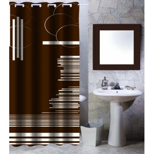 ARTTEC Sprchový závěs - 180x200 cm - polyester - brown graphic MSV00527