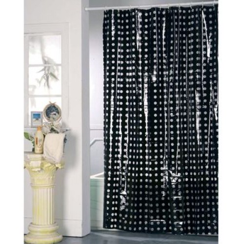 ARTTEC Sprchový závěs - 180x200 cm - PVC - black with peas MSV00595