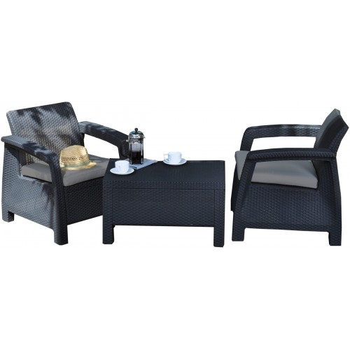 Balkónový set nábytku CORFU II anthracite + white