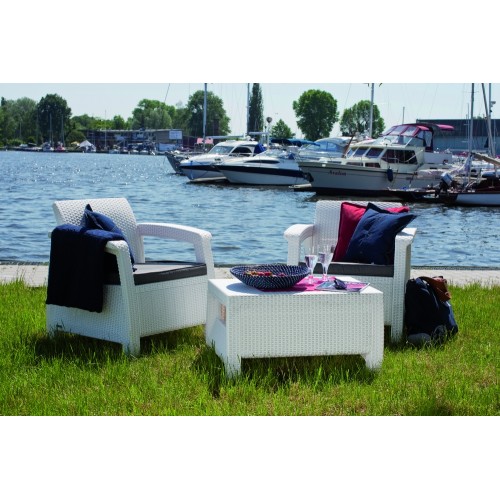 Balkónový set nábytku CORFU II white + grey