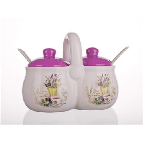 BANQUET LAVENDER 2 dílná dóza se lžičkami 60ZF1097-A BANQUET LAVENDER 2 dílná dóza se lžičkami 60ZF1097-A