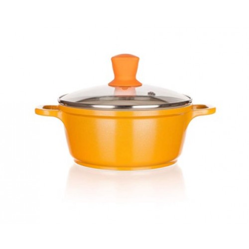 BANQUET Hrnec s poklicí 16x7,5 cm a silikonovým knobem Gourmet Ceramia ORANGE 40SB16ACCO
