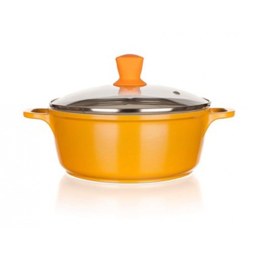 BANQUET Hrnec s poklicí 20x8,5 cm a silikonovým knobem Gourmet Ceramia ORANGE 40SB20ACCO
