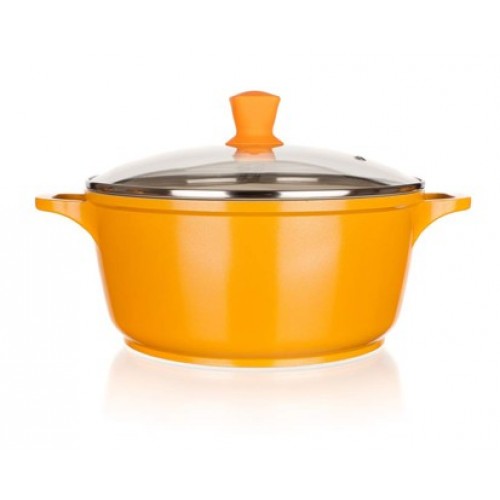BANQUET Hrnec s poklicí 24x11,5 cm a silikonovým knobem Gourmet Ceramia ORANGE 40SB24ACCO