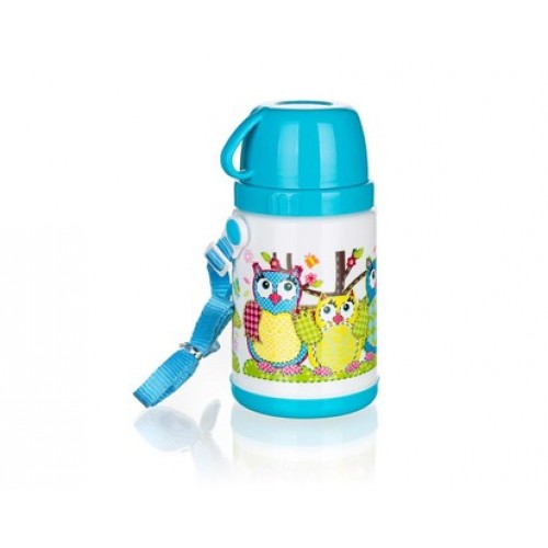 BANQUET OWLS Termoláhev s hrnkem Blue 320 ml 12638000B