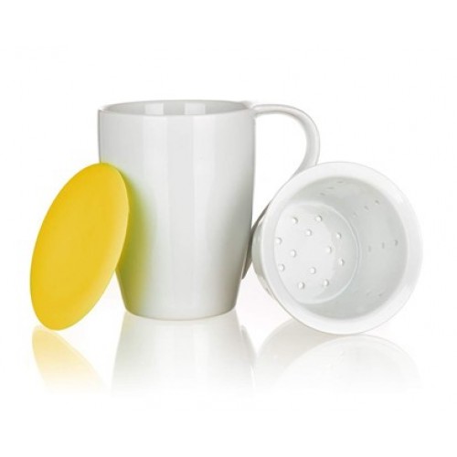 BANQUET Hrnek se sítkem a silikonovým víčkem 350ml COLOR PLUS YELLOW 60338000Y