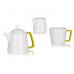 BANQUET 3 Dílná čajová sada konvička 700ml, hrnek 300ml a mléčenka 140ml COLOR PLUS YELLOW 6033800 Technické parametry produktu: Objem (ml): 700, 300, 140 Počet ks v sadě: 3 Materiál: Keramika, Silikon Barva: Bílá, modrá
