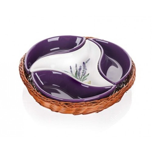 BANQUET LAVENDER Mísa v košíku 23 cm, 4 díly 601556LAV