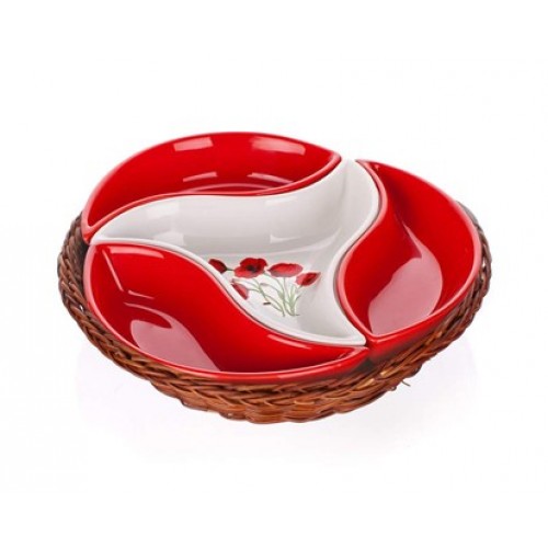 BANQUET 4d mísa v košíku 23cm Red Poppy OK 601556RP