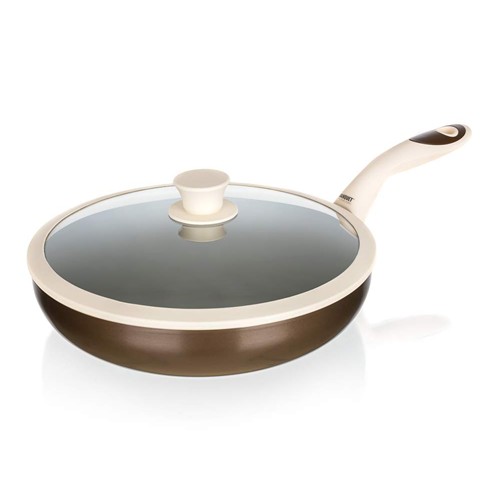 BANQUET CONTRA Pánev WOK s nepřilnavým povrchem 28 x 8 cm, se skleněnou poklicí, indukce
