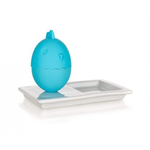 BANQUET 2v1 Silikonový kalíšek na vajíčka s talířkem BLUE 60338012B