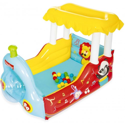 BESTWAY Fisher-Price Nafukovací lokomotiva s míčky 132 x 94 x 89 cm 93537