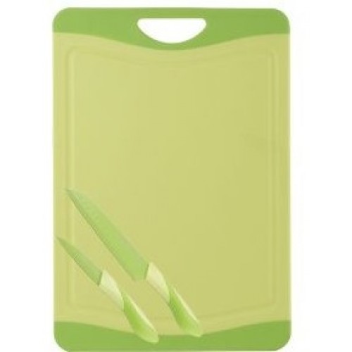 BERGNER Krájecí prkénko antibakteriální s nožema - sada 3 ks  BG-4087zele