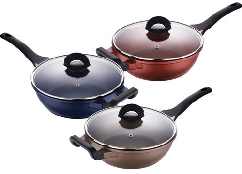 BERGNER Pánev hluboká s nepřilnavým povrchem a poklic 24 cm SPARK, červená BG-6737cerv
