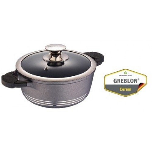 BERGNER Kastrol s keramickým povrchem 2,2 l SPECTACULAR šedý BG-6782seda