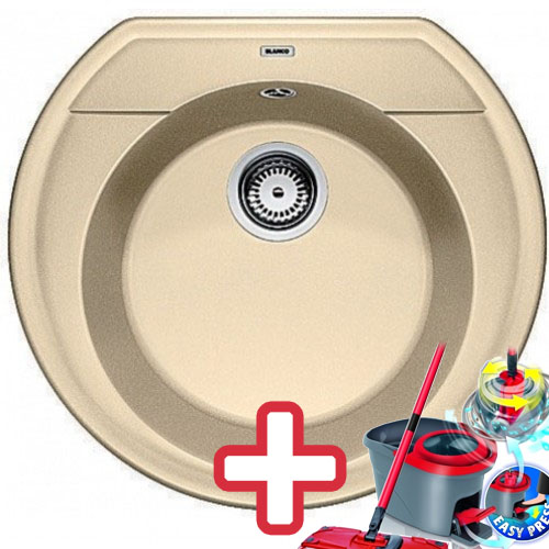 BLANCO Rondoval dřez včetně sifonu, béžová champagne 515673 + ZDARMA VILEDA MOP Easy Wring BLANCO Rondoval dřez včetně sifonu, béžová champagne 515673 + ZDARMA VILEDA MOP Easy Wring
