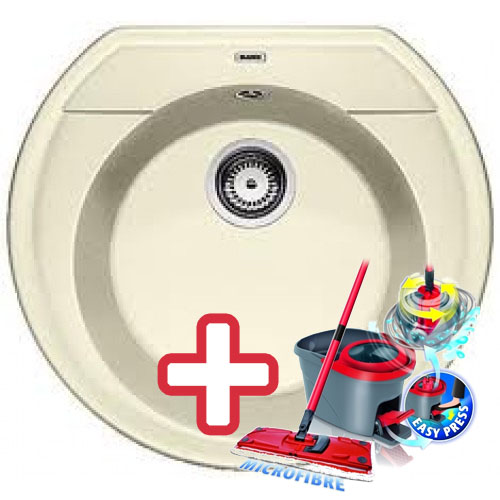 BLANCO Rondoval dřez včetně sifonu, jasmín 515672 + ZDARMA VILEDA MOP Easy Wring BLANCO Rondoval dřez včetně sifonu, jasmín 515672 + ZDARMA VILEDA MOP Easy Wring