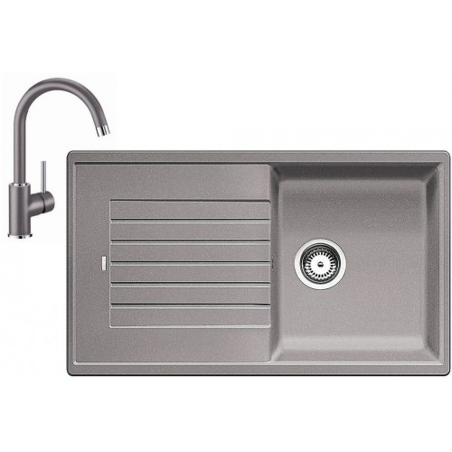 BLANCO Set dřez ZIA 5 S dřez Silgranit aluminium + baterie Mida aluminium BLANCO Set dřez ZIA 5 S dřez Silgranit aluminium + baterie Mida aluminium