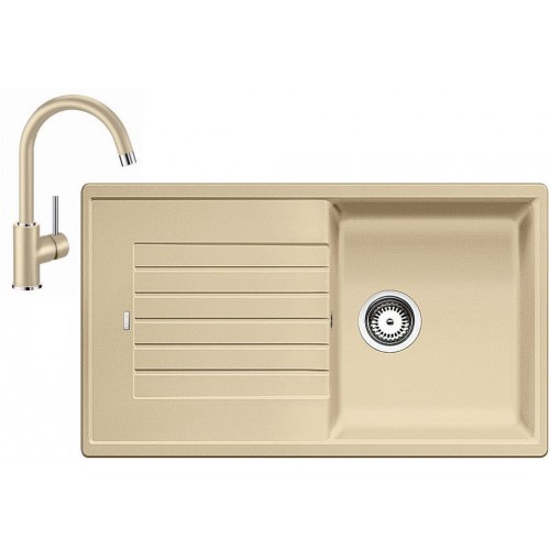 BLANCO Set dřez ZIA 5 S dřez Silgranit béžová champagne + baterie Mida béžová champagne BLANCO Set dřez ZIA 5 S dřez Silgranit béžová champagne + baterie Mida béžová champagne