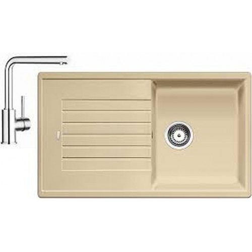 BLANCO Set dřez ZIA 5 S dřez Silgranit béžová champagne + baterie Mila chrom