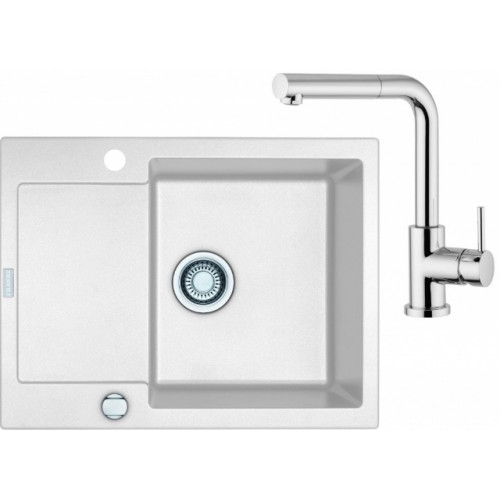 Franke SET G8 granitový dřez MRG 611-62 bílá led + baterie FN 0147 chrom 114.0120.346 Franke SET G8 granitový dřez MRG 611-62 bílá led + baterie FN 0147 chrom 114.0120.346