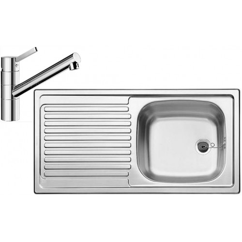 BLANCO set TOP EES přírodní nerez 860 x 435 mm + TIVO baterie chrom