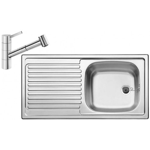 BLANCO set TOP EES přírodní nerez 860 x 435 mm + TIVO-S baterie chrom