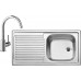 BLANCO set TOP EES přírodní nerez 860 x 435 mm + MIDA baterie chrom