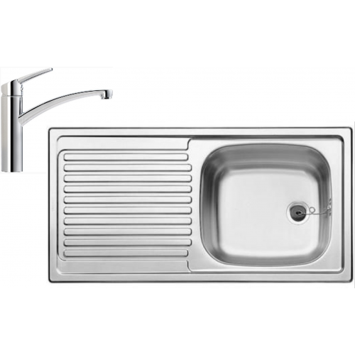 BLANCO set TOP EES přírodní nerez 860 x 435 mm + NEA baterie chrom