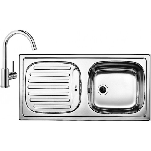 BLANCO set FLEX přírodní nerez 860 x 435 mm + MIDA baterie chrom