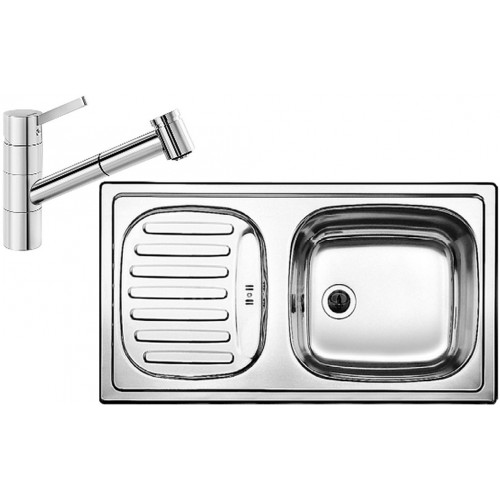 BLANCO set FLEX MINI nerez přírodní lesk 780 x 435 mm + TIVO-S baterie chrom