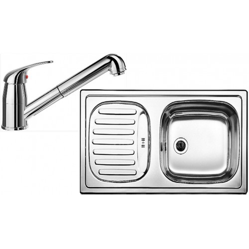 BLANCO set FLEX Mini nerez přírodní lesk 780 x 435 mm + DARAS-S baterie chrom