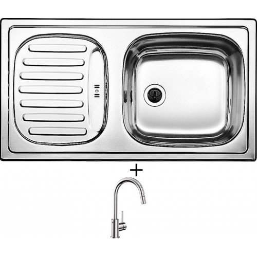 BLANCO set FLEX MINI nerez přírodní lesk 780 x 435 mm + MIDA-S baterie chrom