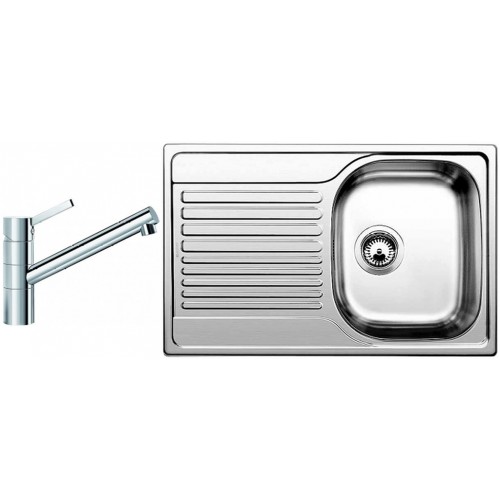 BLANCO set Tipo 45 S Compact 3 1/2 nerez kartáčovaný 780 x 500 mm 513442 + TIVO baterie chrom 517599