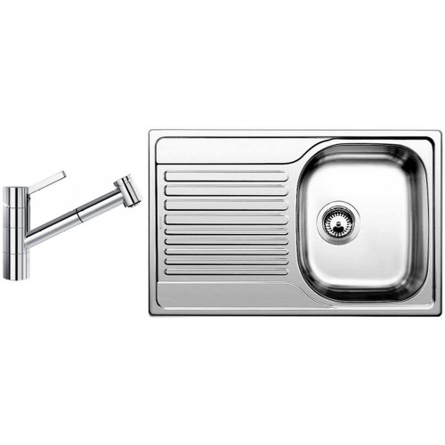 BLANCO set Tipo 45 S Compact 3 1/2 nerez kartáčovaný 780 x 500 mm 513442 + TIVO-S baterie chrom 517648