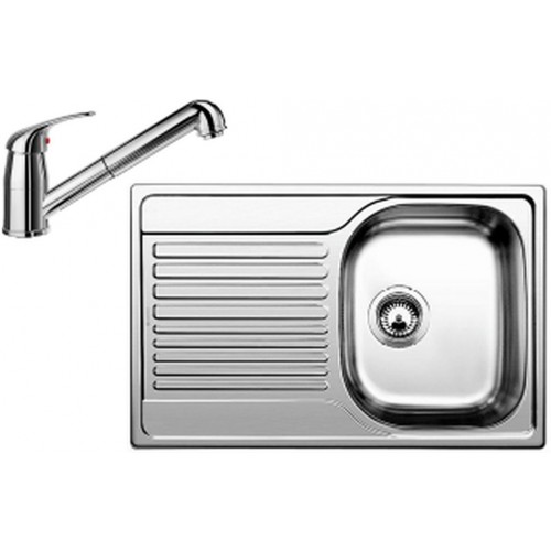 BLANCO set TIPO 45 S Compact nerez profilovaný 780 x 500 mm 513675 + DARAS-S baterie chrom 517731