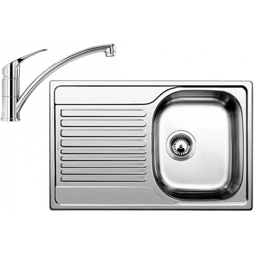 BLANCO set TIPO 45 S Compact nerez profilovaný 780 x 500 mm 513675 + BRAVON baterie chrom 518818