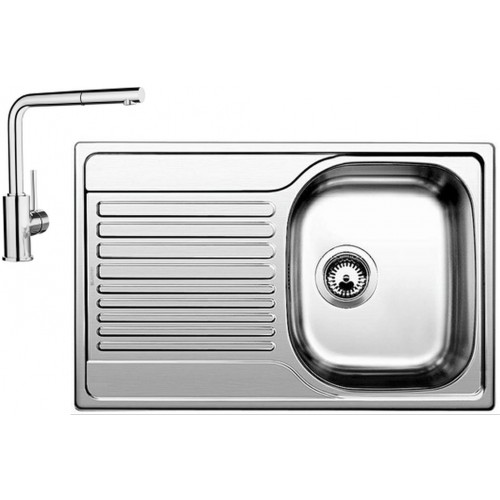 BLANCO set TIPO 45 S Compact nerez profilovaný 780 x 500 mm 513675 + MILA-S baterie chrom 519810