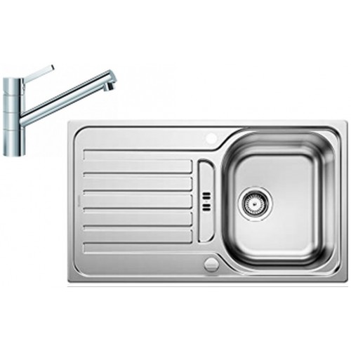 BLANCO set LANTOS 45 S nerez kartáčovaný s excentrem 860 x 500 mm 514008 + TIVO baterie chrom 517599