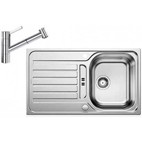 BLANCO set LANTOS 45 S nerez kartáčovaný s excentrem 860 x 500 mm 514008 + TIVO-S baterie chrom 517648