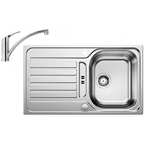 BLANCO set LANTOS 45 S nerez kartáčovaný s excentrem 860 x 500 mm 514008 + BRAVON baterie chrom 518818