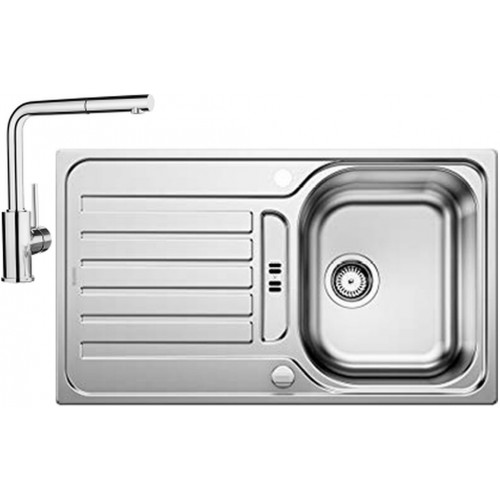 BLANCO set LANTOS 45 S nerez kartáčovaný s excentrem 860 x 500 mm 514008 + MILA-S baterie chrom 519810