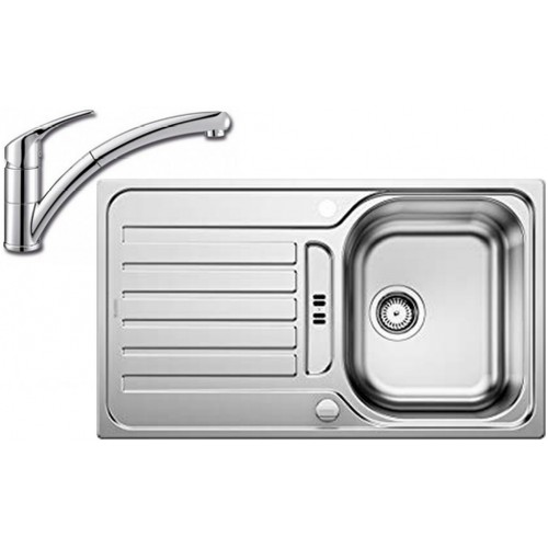 BLANCO set LANTOS 45 S nerez kartáčovaný s excentrem 860 x 500 mm 514008 + BRAVON-S baterie chrom 520282