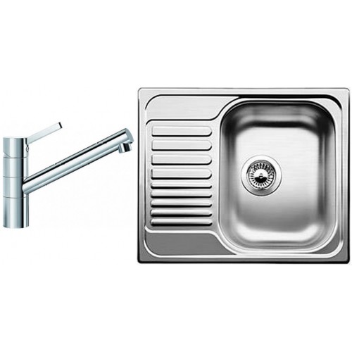 BLANCO set Tipo 45 S mini 3 1/2 nerez kartáčovaný 605 x 500 mm 516053 + TIVO baterie chrom 517599