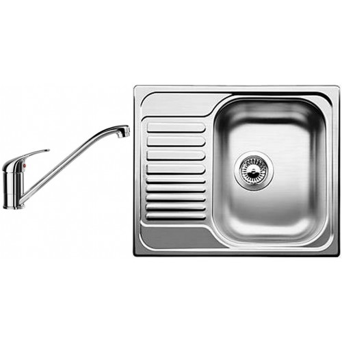 BLANCO set Tipo 45 S mini 3 1/2 nerez kartáčovaný 605 x 500 mm 516053 + DARAS baterie chrom 517720