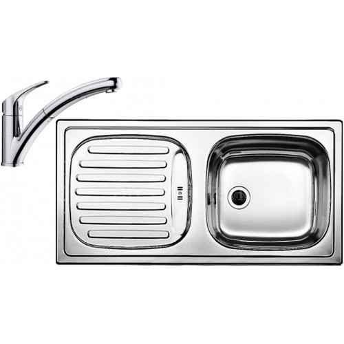 BLANCO set FLEX přírodní nerez 860 x 435 mm + BRAVON-S baterie chrom