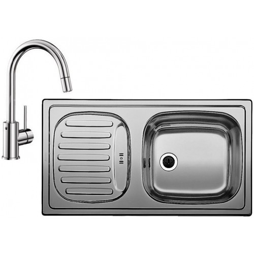 BLANCO set FLEX mini profilovaný nerez 780 x 435 mm 512032 + MIDA-S baterie chrom 521454