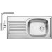 BLANCO set MAGNAT přírodní nerez 860 x 435 mm 511916 + MILA baterie chrom 519414