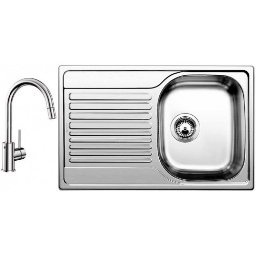 BLANCO set Tipo 45 S Compact 3 1/2 nerez kartáčovaný 780 x 500 mm 513442 + MIDA-S baterie chrom 521454