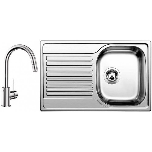 BLANCO set Tipo 45 S Compact 3 1/2 nerez kartáčovaný 780 x 500 mm 513442 + MIDA baterie chrom 517742